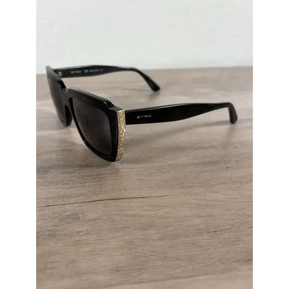 ETRO ET655S‎ 001 54 17 140 Black Silver Women's Sunglasses Italy EUC